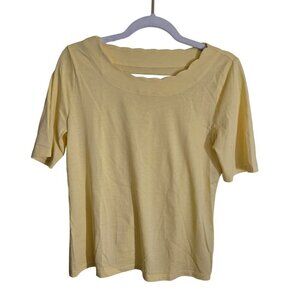 Talbots Yellow Scalloped Scoop Neck Pima Cotton Top Size Mp